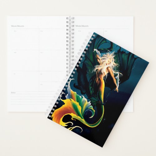 Mermaid Dragon Fantasy Blue Planner