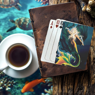 Mermaid Dragon Fantasy Blue Poker Cards