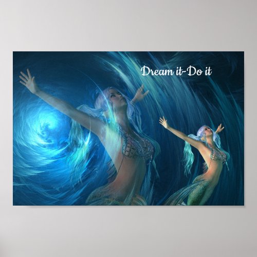 Mermaid Dream it_Do it Inspirational Custom Poster