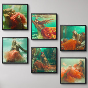 Mermaid Dreams - An Underwater Fantasy. “AI ART” Peel And Stick Photo Tile