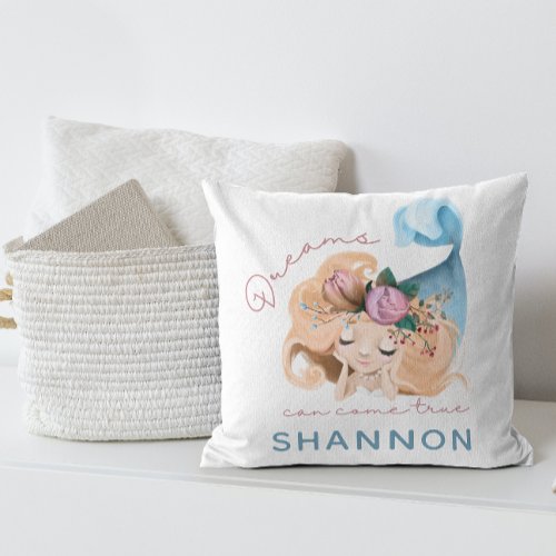 Mermaid Dreams Can Come True Name Pillow