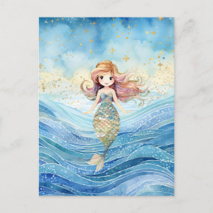 Mermaid Dreams Illustration Ocean  Holiday Postcard