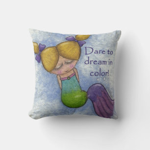 Mermaid Dreams in Color Throw Pillow