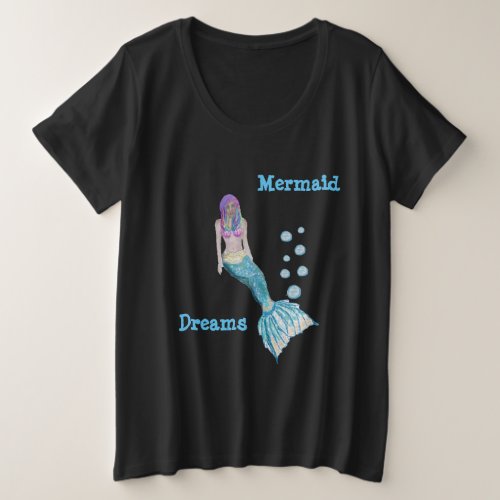 Mermaid Dreamz dark shirt Plus Size T_Shirt