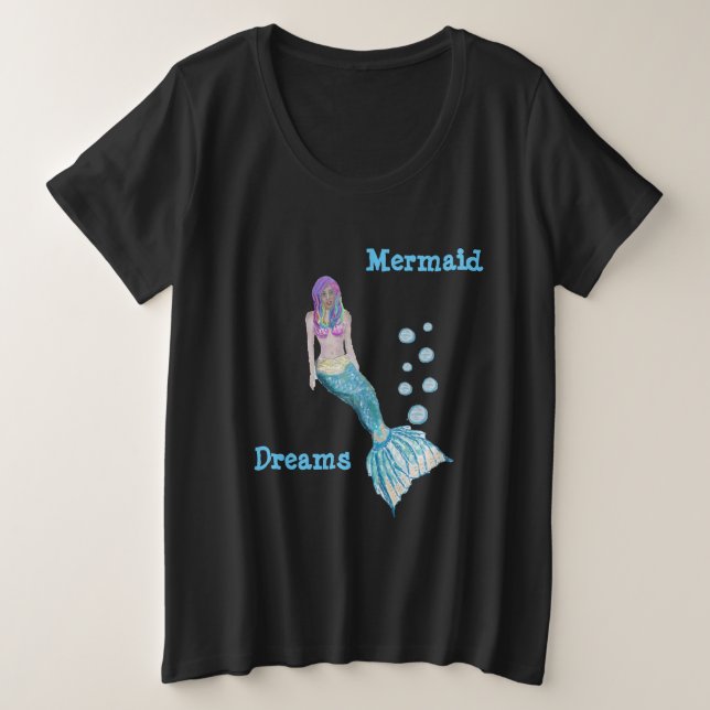 Mermaid Dreamz (dark shirt) Plus Size T-Shirt (Design Front)