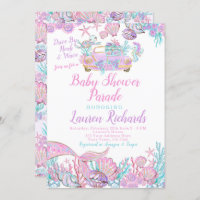 Mermaid Drive By Baby Shower Parade Invitation