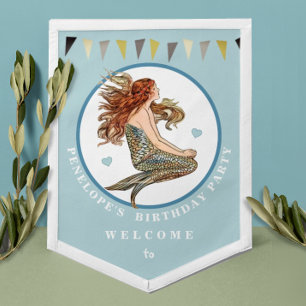 Mermaid Elegance Bunting Birthday Party Pennant