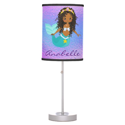 Mermaid Ethnic African American  Personalized Table Lamp