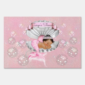 Mermaid Ethnic Baby Girl Pink Shell Pearls Sign by nawnibelles at Zazzle
