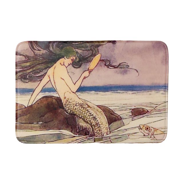“Mermaid” Fairy Art by Alice B Woodward Bath Mat (Front)