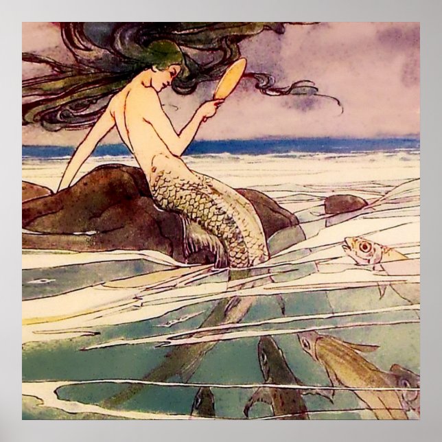 “Mermaid” Fairy Art by Alice B Woodward Poster (Front)