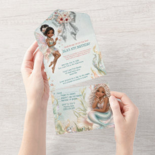 Mermaid Fairy Under the Sea All-in-One Birthday In All In One Invitation