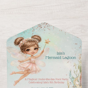 Mermaid Fairy Under the Sea All-in-One Birthday In All In One Invitation