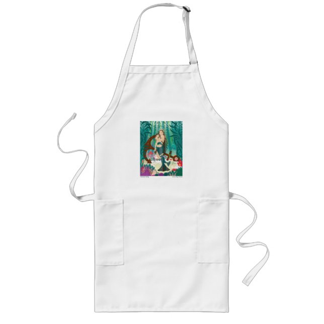 Mermaid Family (brunettes) Long Apron (Front)