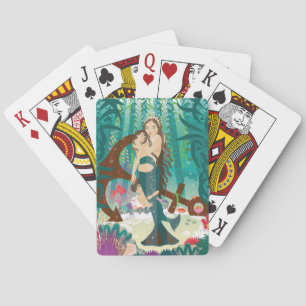 Mermaid Family (brunettes) Playing Cards