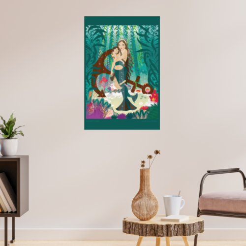 Mermaid Family brunettes Poster
