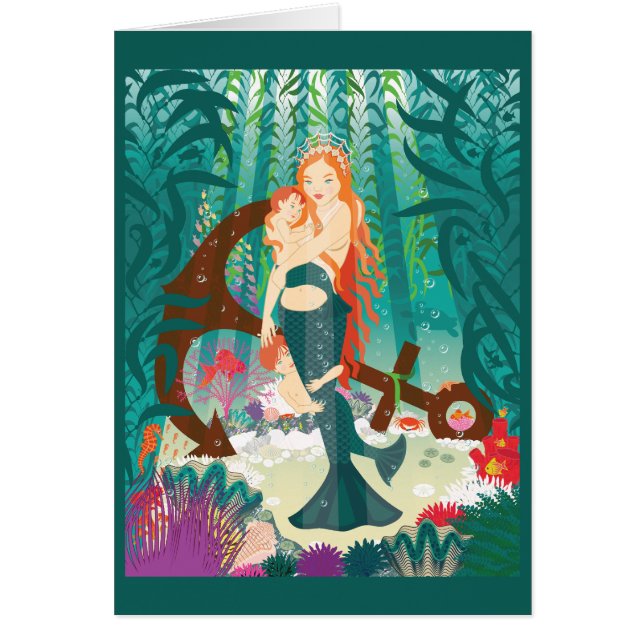 Mermaid Family (redheads) Card (Front)