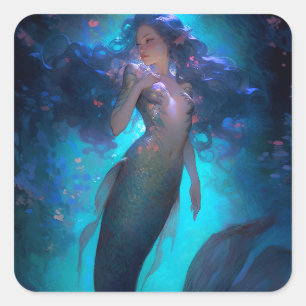 Mermaid Fantasy Art Square Sticker