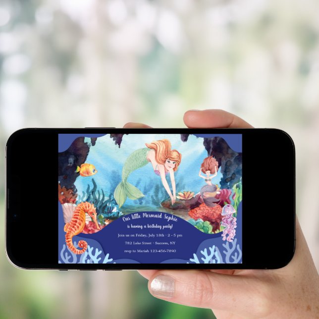 Mermaid Fantasy Birthday Party Invitation (Front Digital)