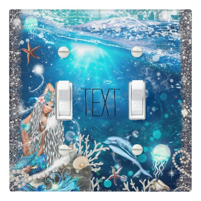 Mermaid Fantasy Enchanted Sea Blonde Hair Light Switch Cover (In Situ)
