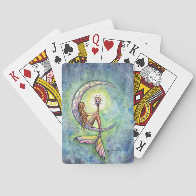 Mermaid Fantasy Fairy Art by  Molly Harrison Poker Cards (Back)