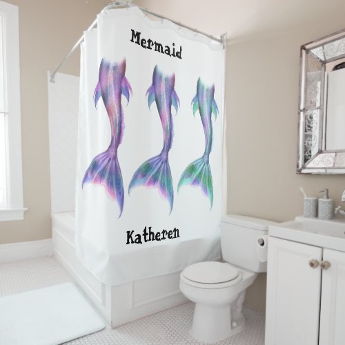 Mermaid Fantasy Fairy Tales Cartoon Tails Shower Curtain