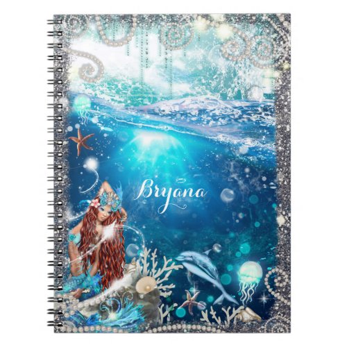 Mermaid Fantasy Red Head Enchanted Beach Notebook