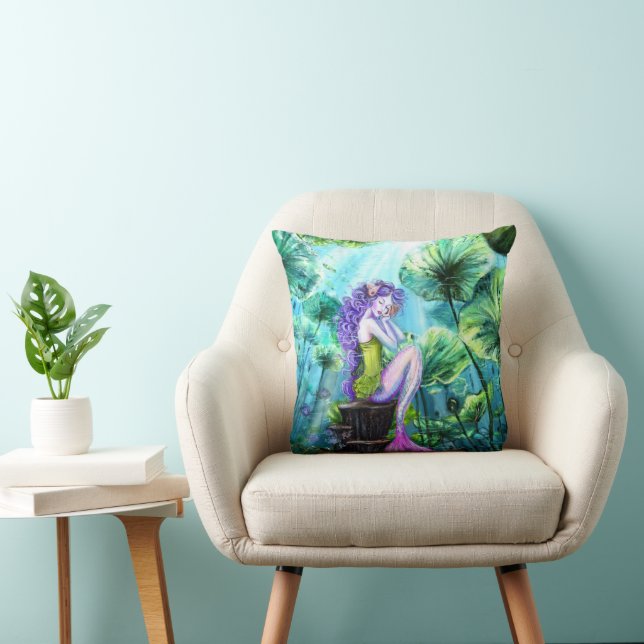 Mermaid Fantasy Throw Pillow (Chair)