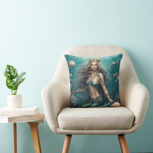 Mermaid Fantasy Throw Pillow
