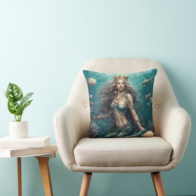 Mermaid Fantasy Throw Pillow (Chair)