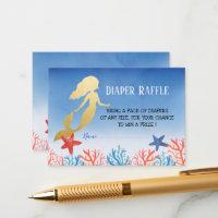 Mermaid Faux Gold Foil | Baby Shower Diaper Raffle Enclosure Card