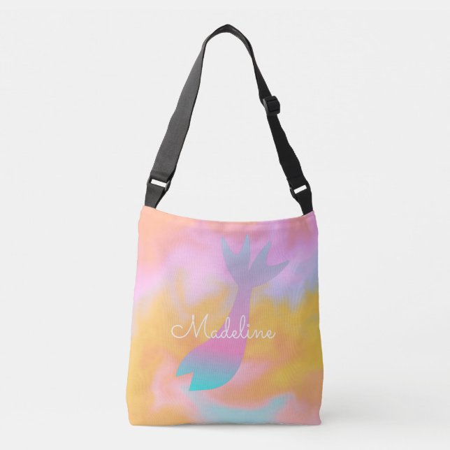 Mermaid Faux Hologram Name  Crossbody Bag (Front)