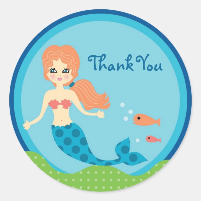 Mermaid Favor Seal Sticker (Front)