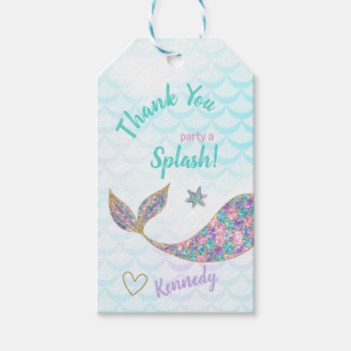 Mermaid favor thank you tags under the sea gift tags