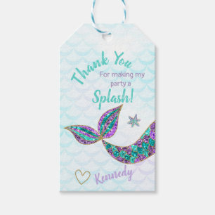 Mermaid, favor thank you tags, under the sea gift tags