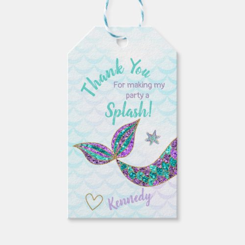 Mermaid favor thank you tags under the sea gift tags