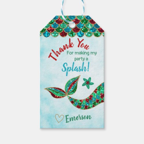 Mermaid  favor thank you tags under the sea gift tags