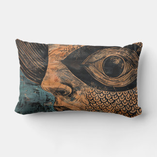 Mermaid Figurehead Woodcut Throw Pillow