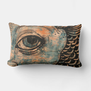 Mermaid Figurehead Woodcut Throw Pillow IV