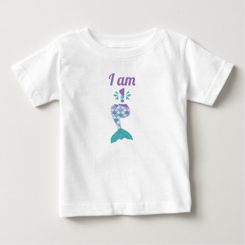 Mermaid First Birthday Baby T_Shirt