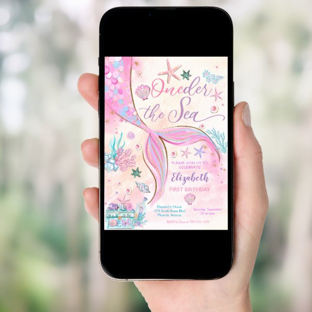 Mermaid First Birthday Invitation (Front Digital)
