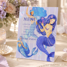 Mermaid First Birthday Menu Sign