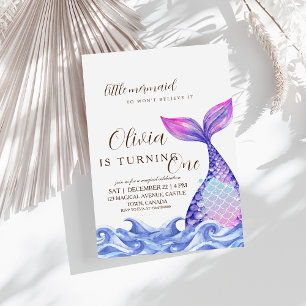 Mermaid First Birthday Party Cute Sea Invitation