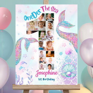 Mermaid first birthday photos welcome sign
