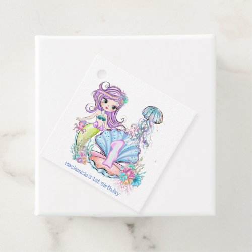 Mermaid First Birthday  Whimsical Sea Life Party Favor Tags