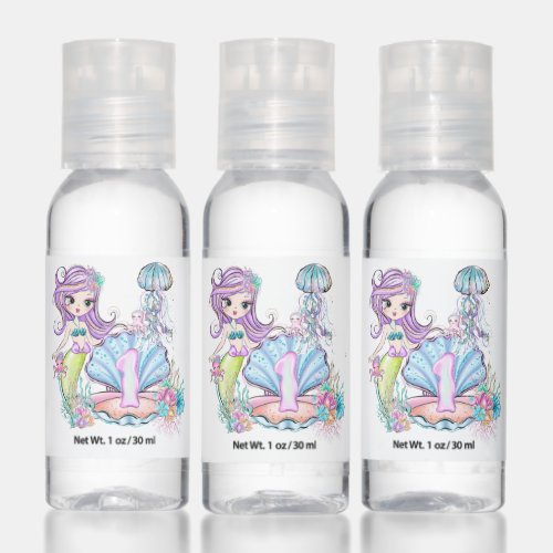 Mermaid First Birthday  Whimsical Sea Life Party Hand Sanitizer