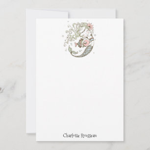 Mermaid Fish Kid's Personalized Stationery Note Card
