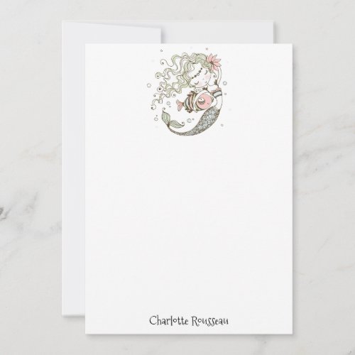 Mermaid Fish Kids Personalized Stationery Note Card