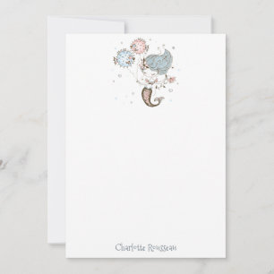 Mermaid Fish Kid's Personalized Stationery Note Card