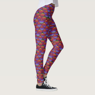 Mermaid Fish Scale Colorful Scallop Cute Pattern Leggings